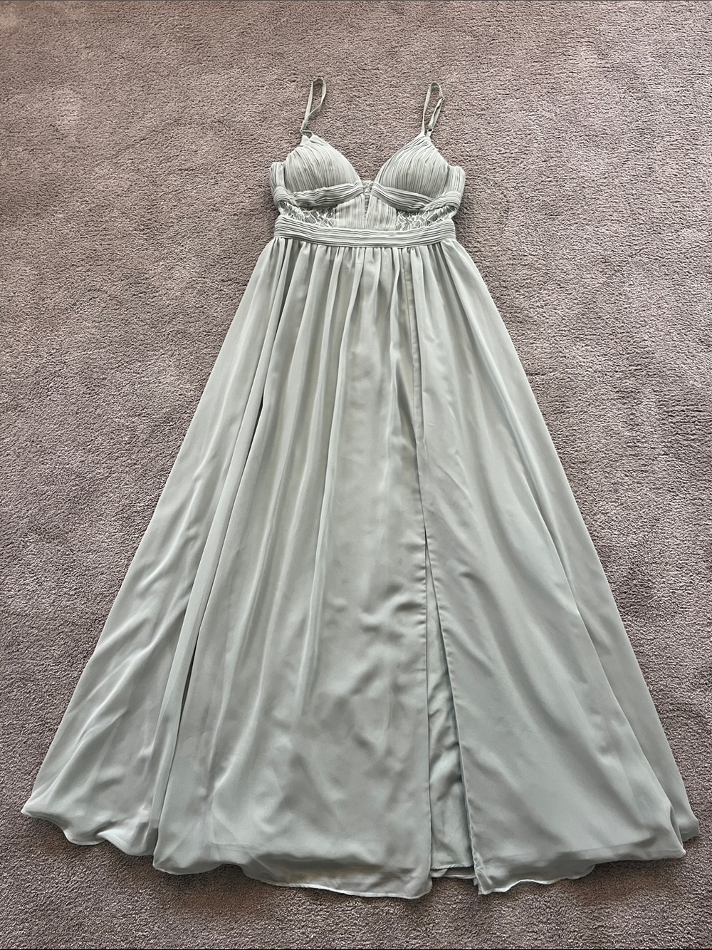 Azazie Sage Green Chiffon Maxi Dress